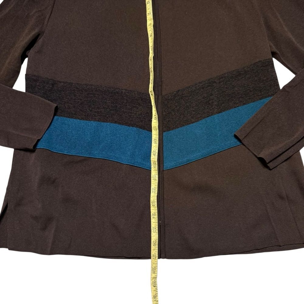Misook Chevron Brown Zip Up Knit Jacket Blazer Cardigan Size XL - Picture 5 of 6